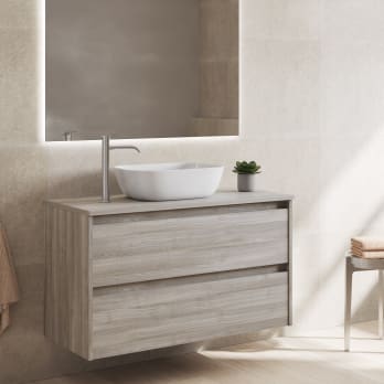 Mueble de baño moderno con encimera de madera Bruntec Oxford