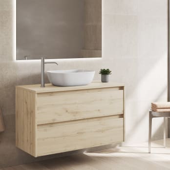Mueble de baño moderno con encimera de madera Bruntec Oxford