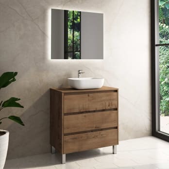 Mueble de baño con encimera de madera Bruntec Boston