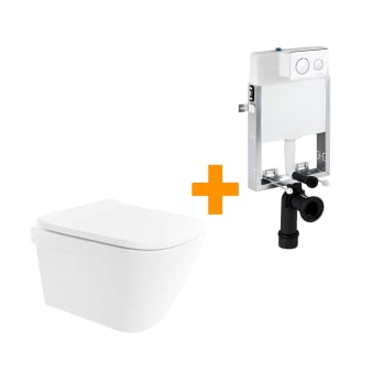 Pack inodoro + cisterna empotrada + pulsador Unisan Sanindusa Look
