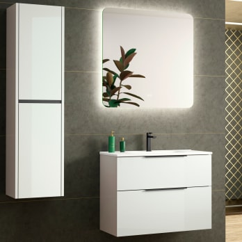 Conjunto mueble de baño fondo reducido 39cm Coycama Comet tirador negro