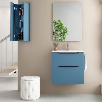 Conjunto mueble de baño fondo reducido 39cm Coycama Comet tirador negro