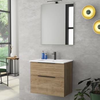 Conjunto mueble de baño fondo reducido 41cm Coycama Comet tirador negro