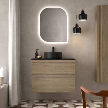 Conjunto mueble de baño con lavabo sobre encimera de microtec Ávila Dos Natalia