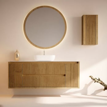 Mueble de baño madera maciza con encimera de solid surface Bruntec Alpes 13