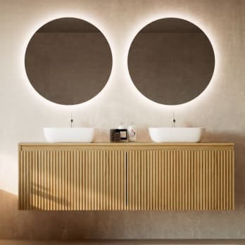 Mueble de baño madera maciza con encimera de madera Bruntec Alpes 4