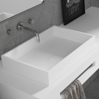 Lavabo sobre encimera Bruntec 50x32 cm Solid Surface Square