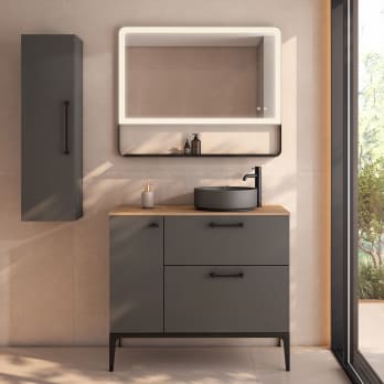 Mueble de baño con banquillo, encimera de madera VisoBath Verso