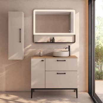 Mueble de baño con banquillo, encimera de madera Viso Verso