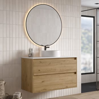Mueble de baño con encimera Piedra Compactada blanca Bruntec Artemisa