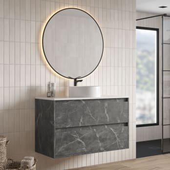 Mueble de baño con encimera Piedra Compactada blanca Bruntec Artemisa