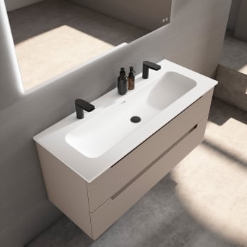 Lavabo encastrado para dos grifos de un seno Viso Idea
