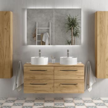 Conjunto mueble de baño con lavabo sobre encimera Salgar Morai