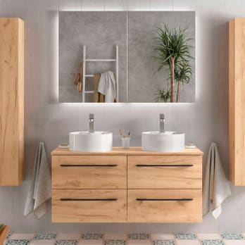 Conjunto mueble de baño con lavabo sobre encimera Salgar Morai