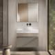 Mueble de baño con encimera de madera 10 cm de altura en color marmoleado Cala con cajonera Visobath Nomad Principal 4