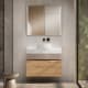 Conjunto mueble de baño con encimera de madera 10 cm de altura en color marmoleado Cala con cajonera Visobath Nomad Principal 0