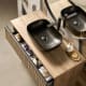Conjunto mueble de baño con lavabo sobre encimera negro Sanchís Yuka Detalle 2