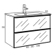 Conjunto mueble de baño frente cristal mate Sanchís Koba Croquis 3