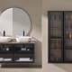 Conjunto mueble de baño frente cristal a rayas Sanchís Koba Ambiente 2
