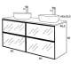 Conjunto mueble de baño frente cristal a rayas Sanchís Koba Croquis 3