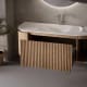 Conjunto de mueble de baño madera maciza de fresno con lavabo Solid Surface Bruntec Evo Curve Detalle 0