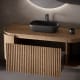 Mueble de baño madera maciza de fresno con encimera de madera Bruntec Evo Curve Detalle 1