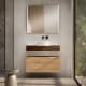 Mueble de baño con encimera de madera 10 cm de altura en color Valenti con cajonera Visobath Nomad Principal 4