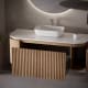 Mueble de baño madera maciza de fresno con encimera de Solid Surface Bruntec Evo Curve Principal 0