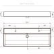 Lavabo encastrado para dos grifos de un seno 12 cm alto Visobath Lila Croquis 3