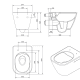 Pack inodoro suspendido + cisterna empotrada + pulsador + bide Unisan Sanindusa Look Croquis 9