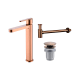 Pack Grifo de lavabo caño alto Imex Roma + Válvula click-clack + Sifón Principal 3