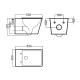 Pack inodoro suspendido + cisterna empotrada Bruntec Square Croquis 3