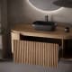 Mueble de baño madera maciza de fresno con encimera de madera Bruntec Neo Curve Detalle 1