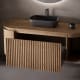 Mueble de baño madera varias medidas, maciza de fresno con encimera de madera Bruntec Evo Curve Detalle 1