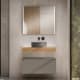 Mueble de baño con encimera de madera 10 cm de altura en color Roble Costa con cajonera Visobath Nomad Principal 7