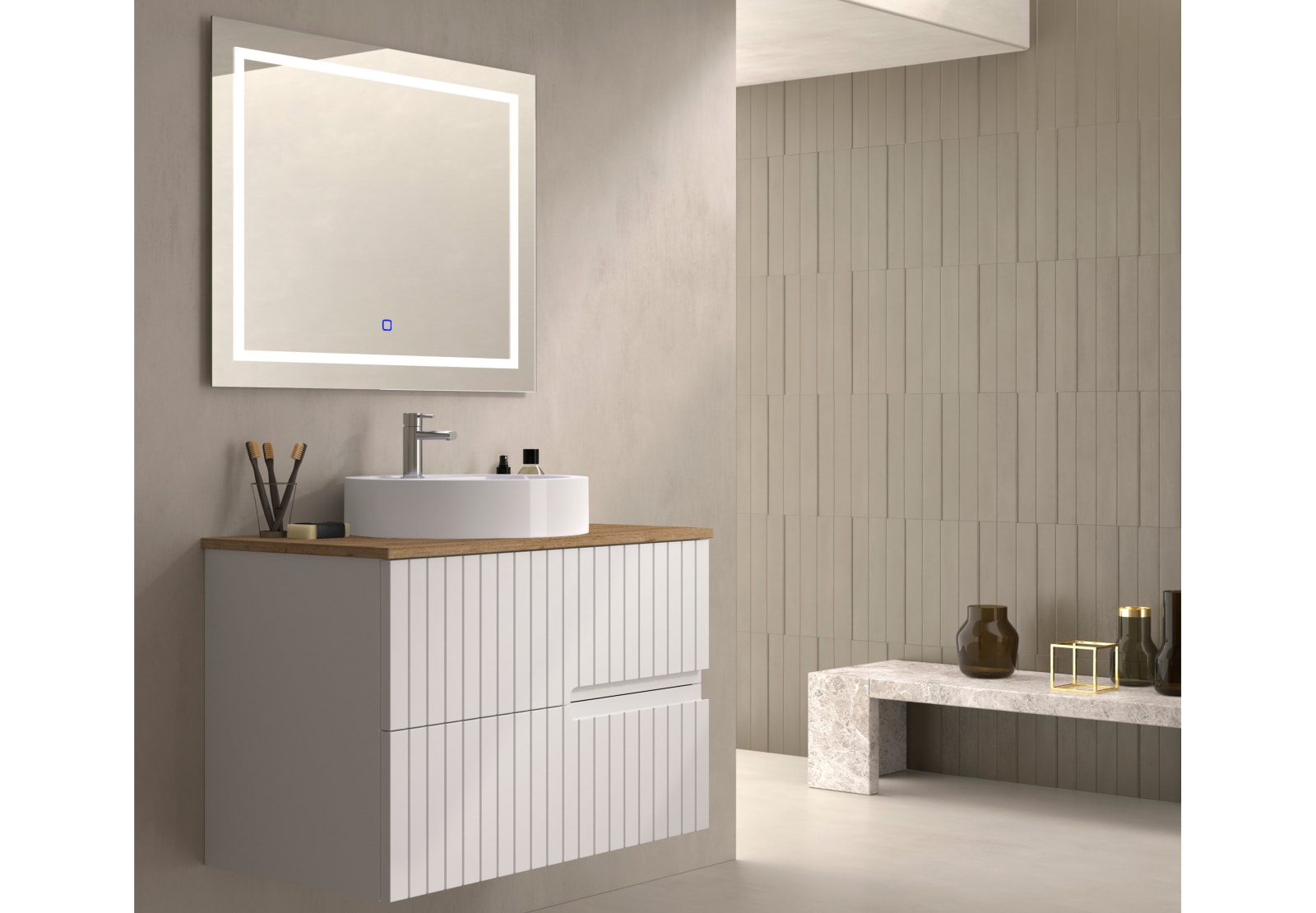 Mueble de baño con encimera de madera Bruntec Ebi colores Principal 0