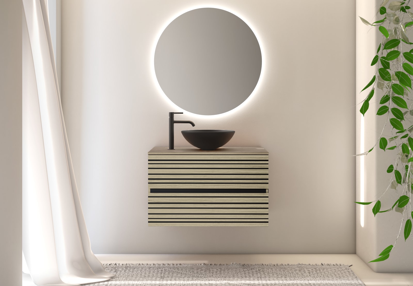 Mueble de baño con encimera de madera Bruntec Kora Principal 0
