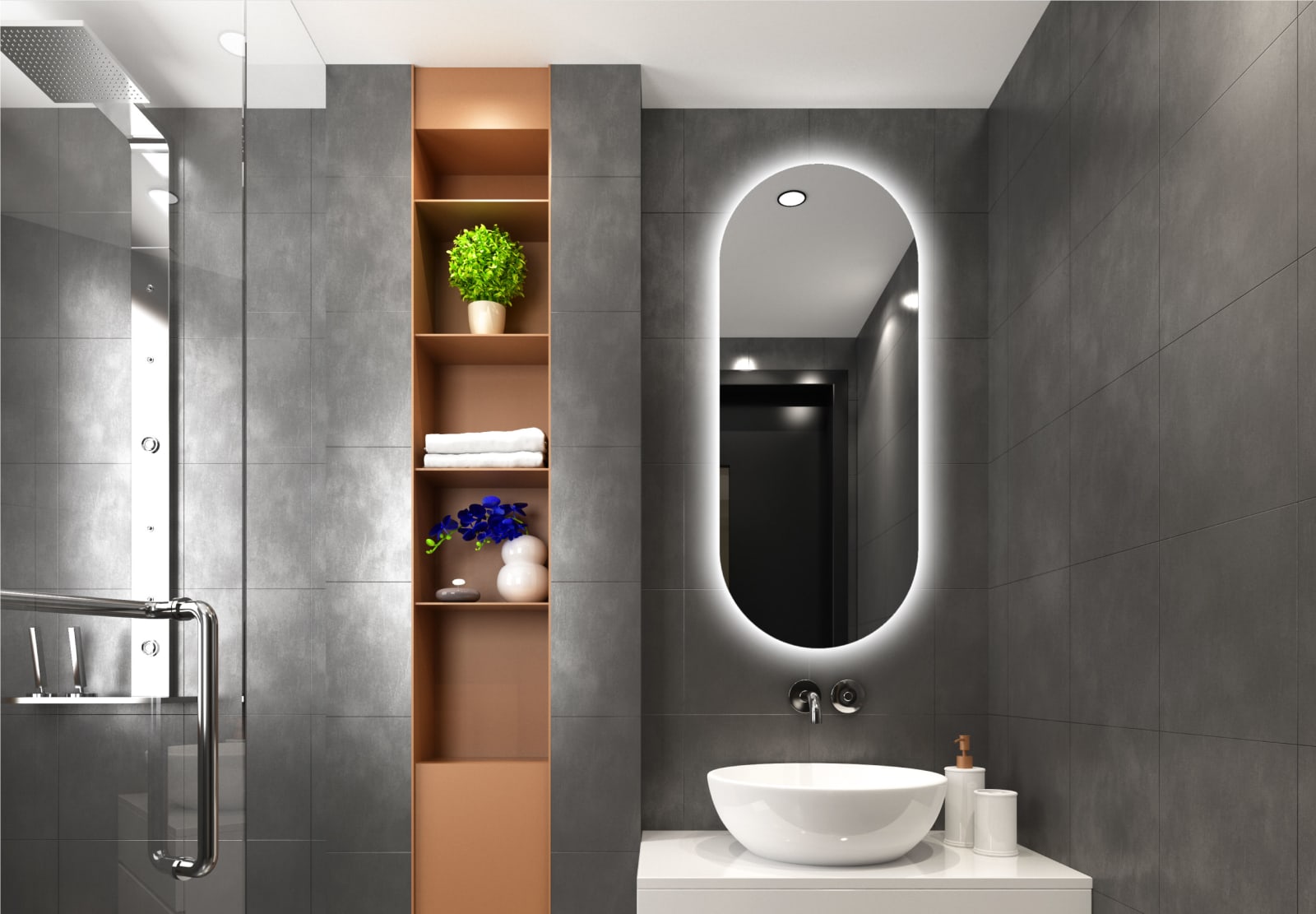 Espejo de baño con luz LED Bruntec Delta Principal 0