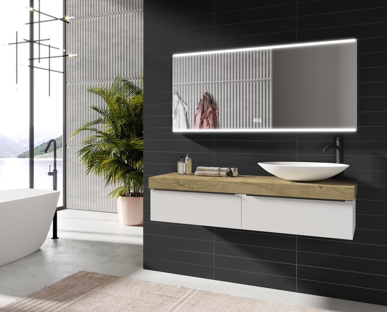 Mueble de baño con encimera de madera Coycama Landes Principal 0