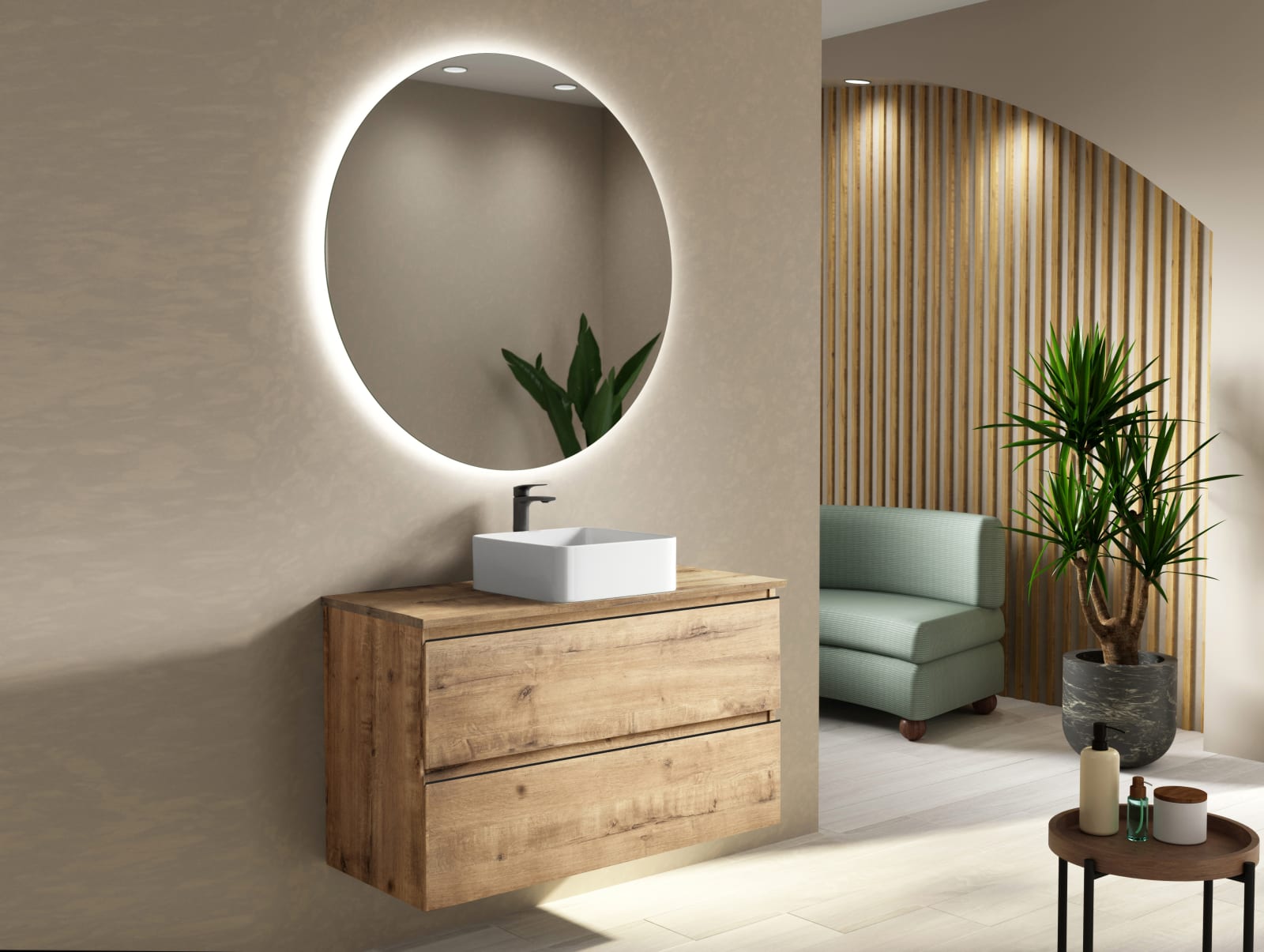 Mueble de baño con encimera de madera Bruntec Roma Principal 0