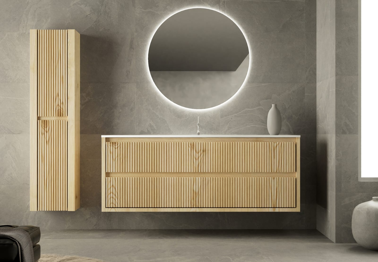 Conjunto de mueble de baño madera maciza con costados Bruntec Alpes 19 Principal 0