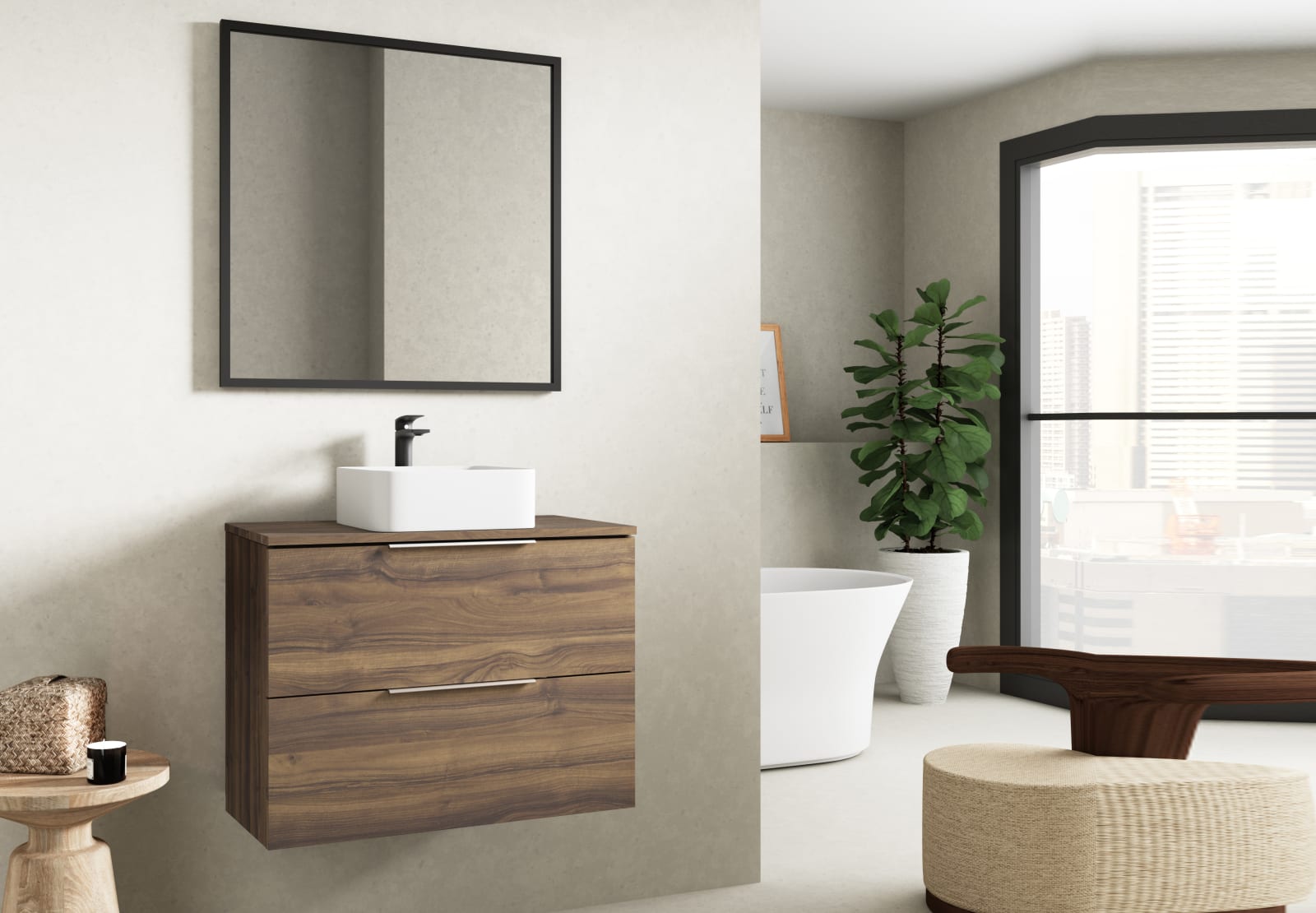 Mueble de baño con encimera de madera Bruntec Zahara Principal 0