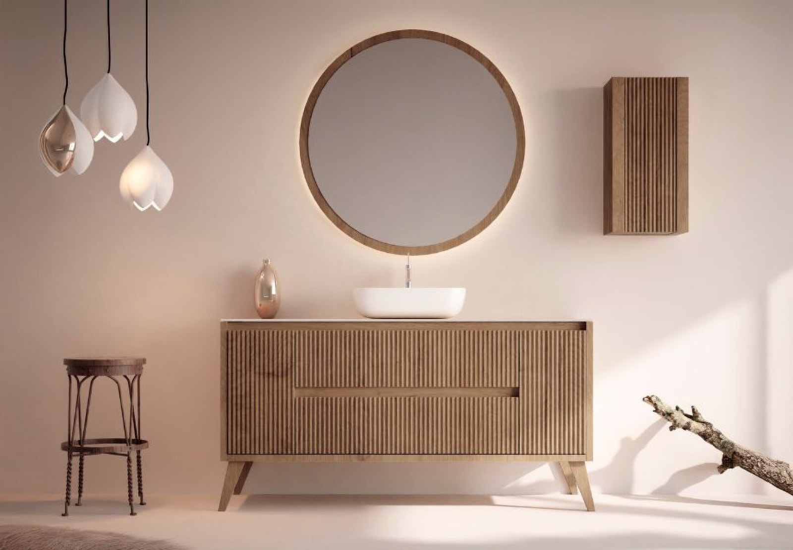 Mueble de baño madera maciza con encimera de solid surface Bruntec Alpes 13 Principal 0