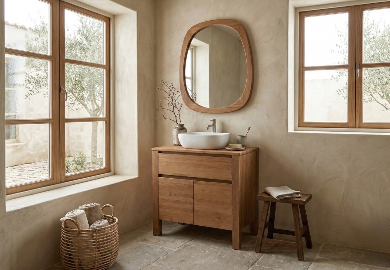 Mueble de baño con encimera de madera maciza Bruntec Laponia Principal 0