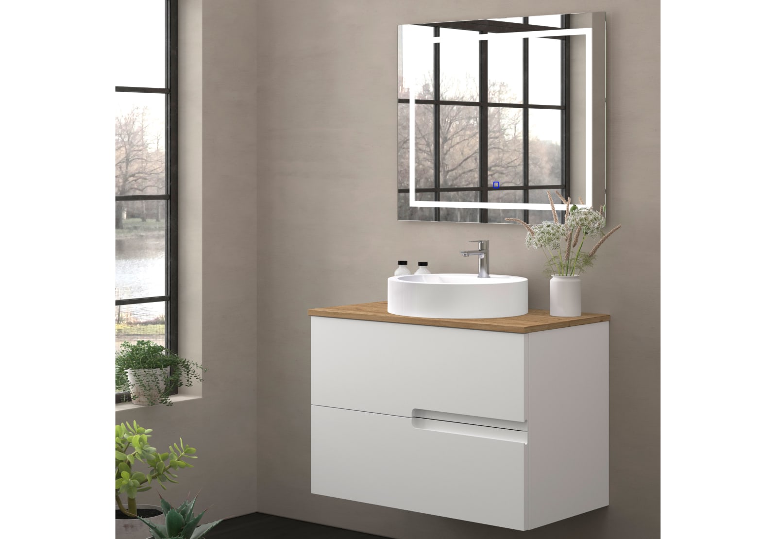 Mueble de baño con encimera de madera Bruntec Lia colores Principal 0