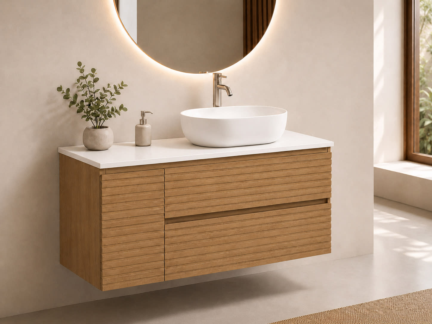 Mueble de baño Bruntec Alpes 21 encimera Solid Surface blanca Principal 0