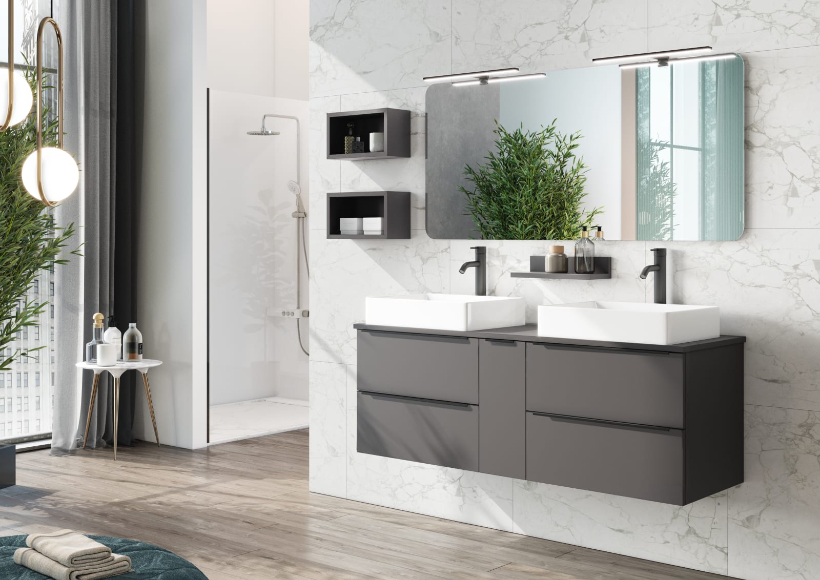 Mueble de baño con encimera de madera Coycama Landes Principal 0