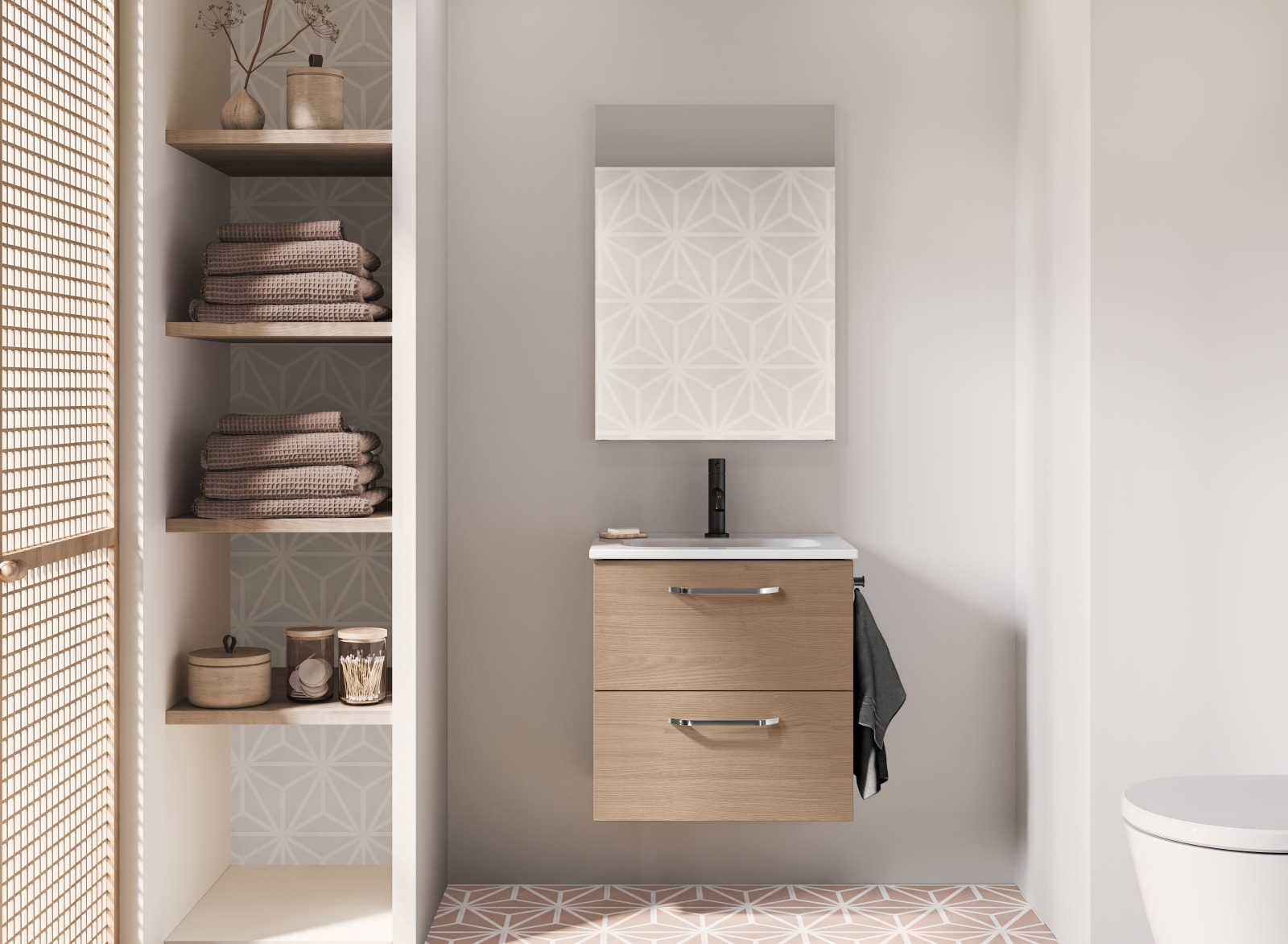 Conjunto completo mueble de baño fondo reducido 35 cm Amizuva Hone Principal 0