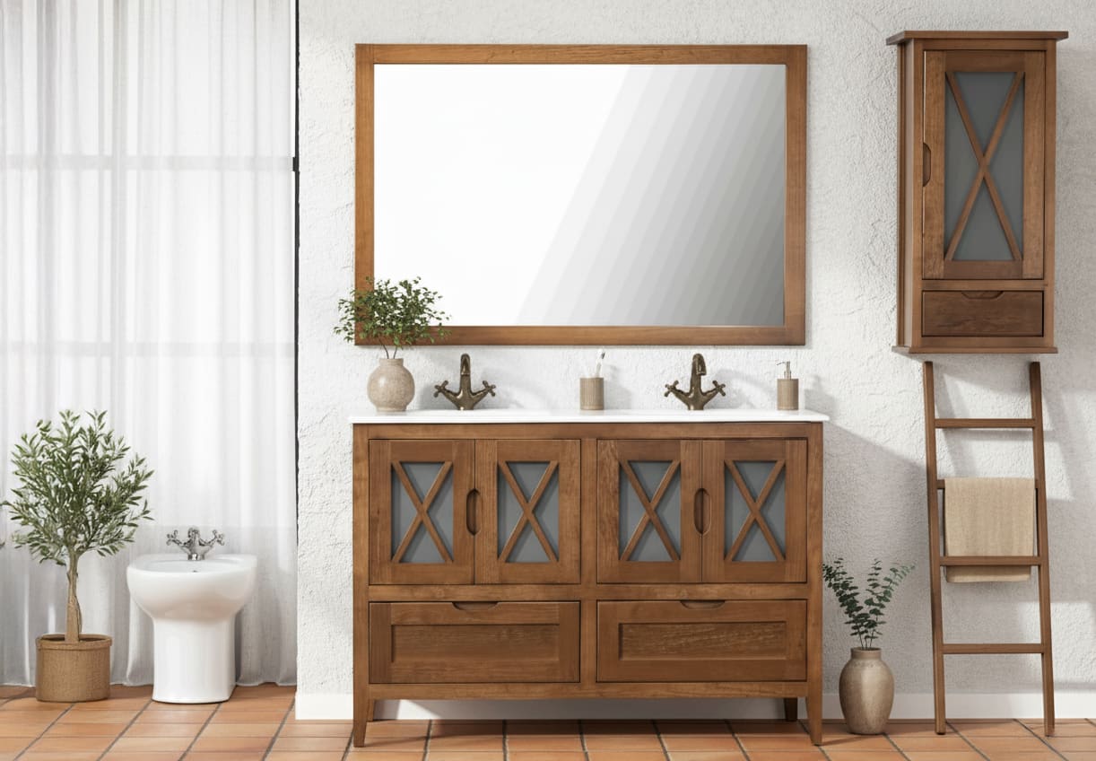 Conjunto mueble de baño rústico Bruntec Kai Principal 0