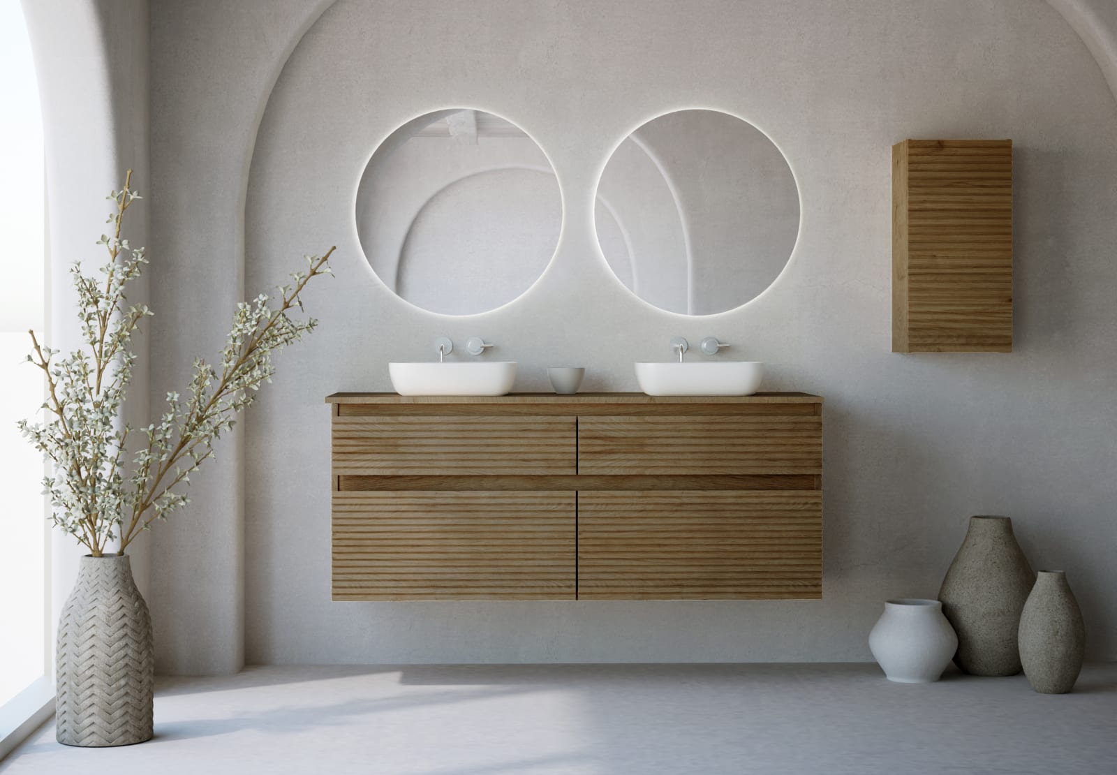 Mueble de baño con encimera de madera palilleria Horizontal Bruntec Alpes 9 Principal 0